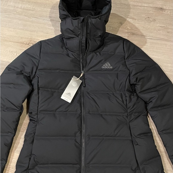 adidas Helionic Down Womens Coat Walking Outdoor Sports Jacket Black S - Picture 3 of 9